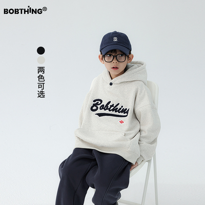 男童一体绒连帽卫衣潮牌上衣外套