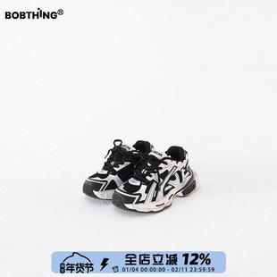 儿童春秋款黑白撞色老爹鞋男童轻便跑鞋中大童运动球鞋休闲鞋子潮