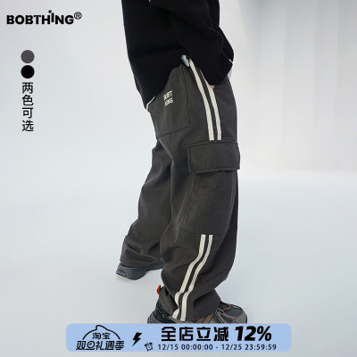 男童一体绒直筒工装裤加厚休闲裤