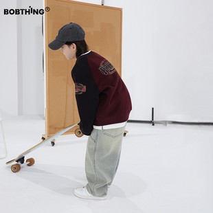 男童冬装酒红身一体绒插肩圆领卫衣儿童加绒加厚打底衫童装上衣潮