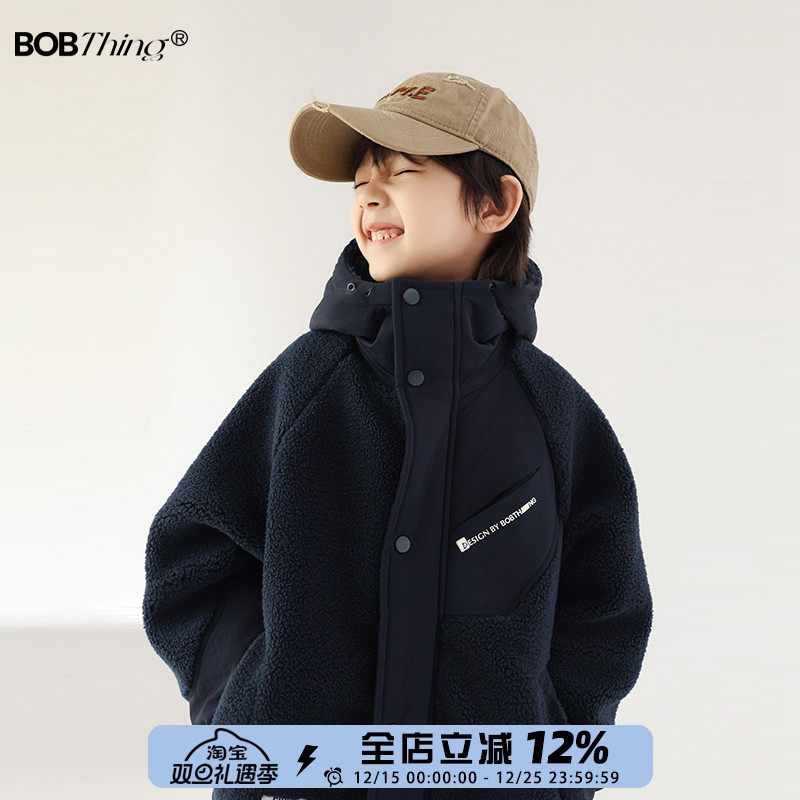男童加厚毛绒外套儿童连帽棉衣潮