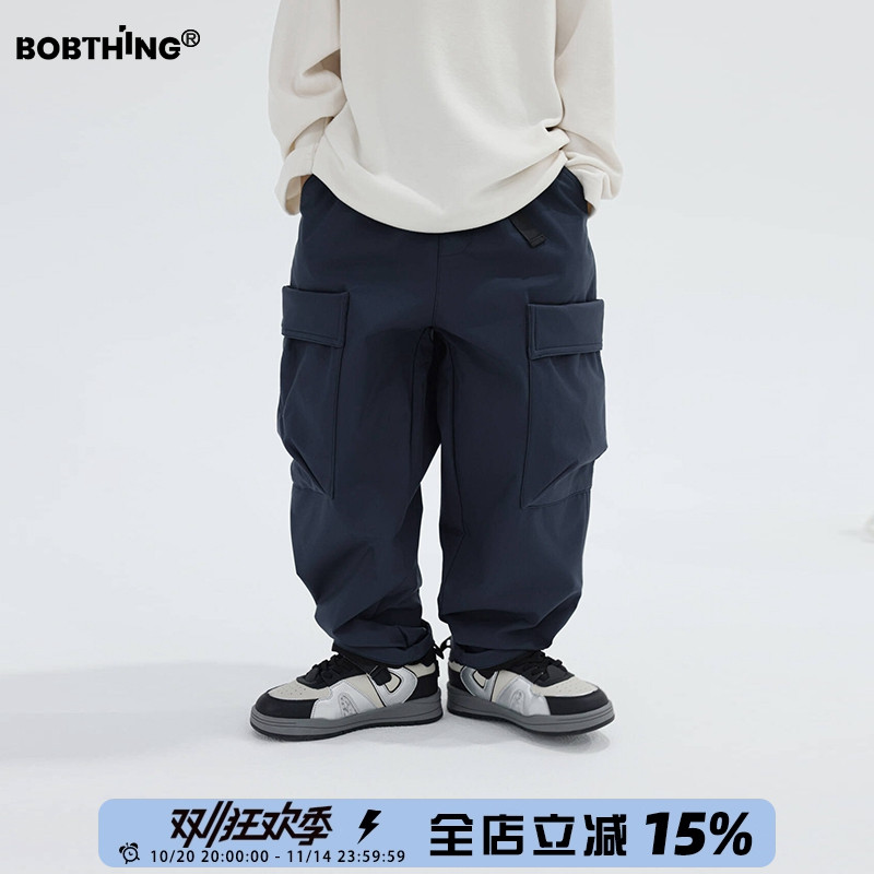 男童冬季简约抓绒工装裤宽松棉布裤儿童加绒加厚裤子童装休闲裤潮