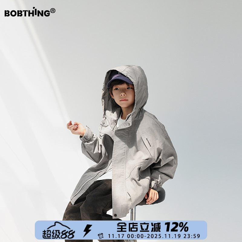 男童春秋工装风连帽外套防风开衫