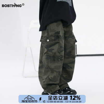 儿童冬季经典一体绒迷彩工装裤潮