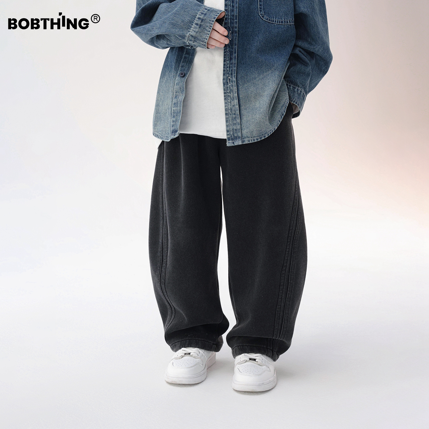 男童一体绒弯刀裤秋冬运动裤2025新款儿童休闲卫裤中大童装裤子