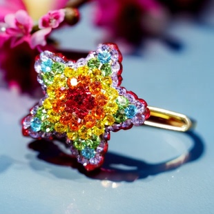 米龙原创设计捷克水钻星星发夹女气质边夹金属蛙扣碎发卡刘海夹