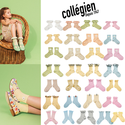 现货法国collegien26春夏新品儿童蕾丝花边短袜
