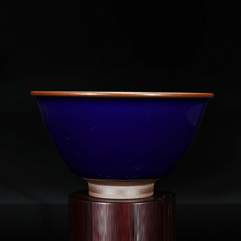 【观赏】景德镇窑王波窑汝釉仿汝宝蓝釉碗杯纯手工景德四少