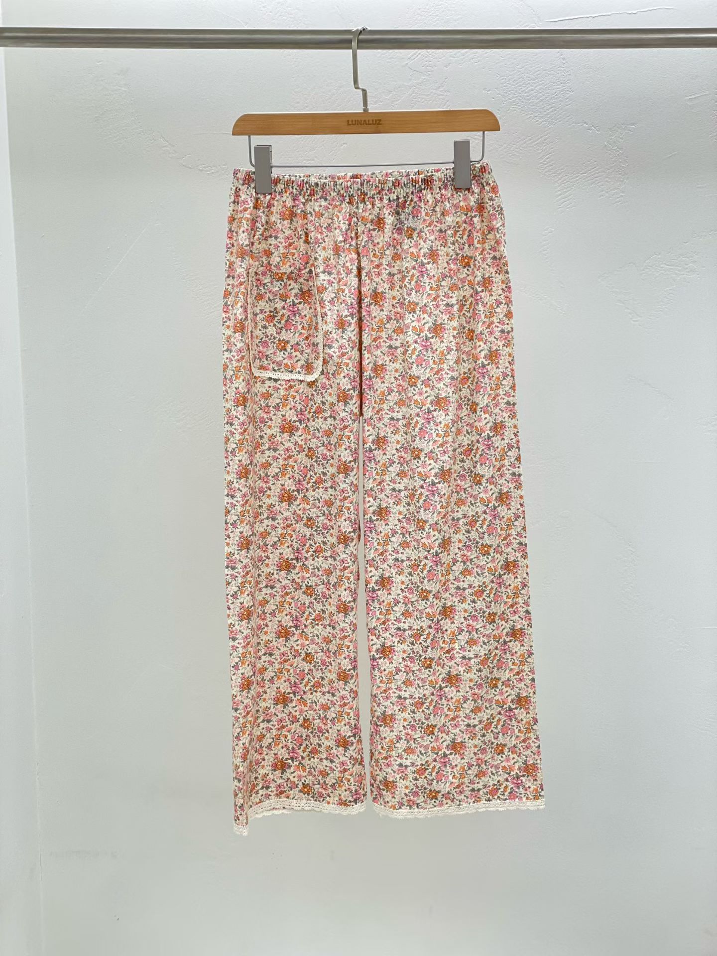 韩国进口正品 26春夏新纯棉小碎花宽松女士休闲居家睡裤/家居服