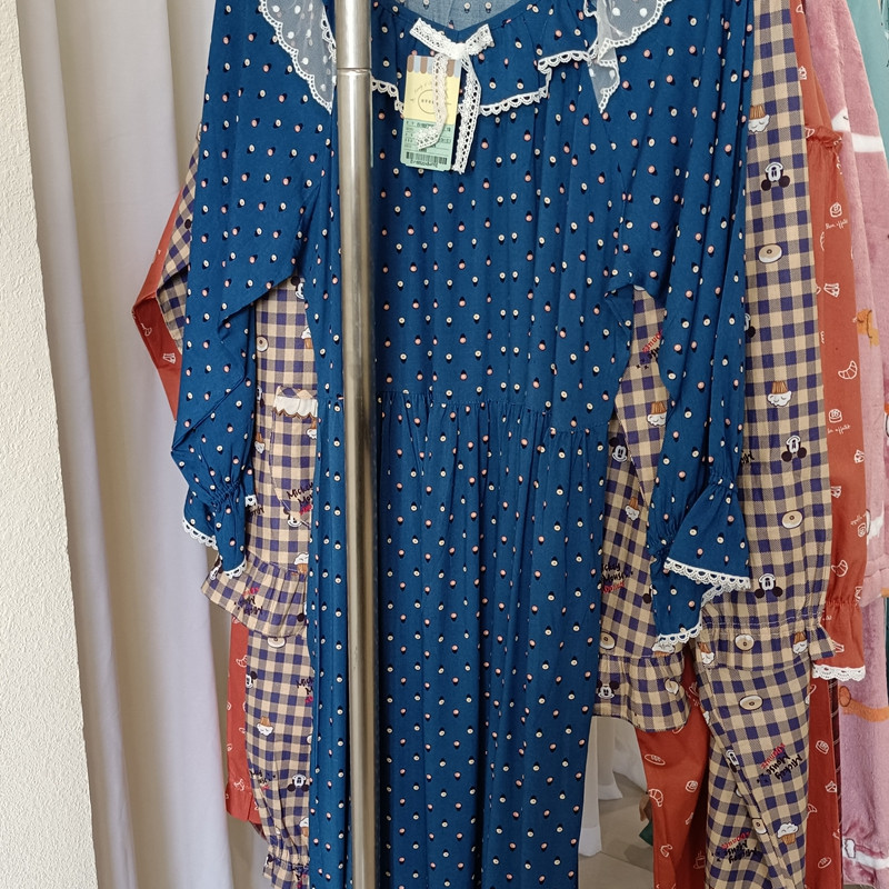 韩国进口evenie正品 春季凉爽亲肤莫代尔灯泡长袖睡衣/睡裙家居服