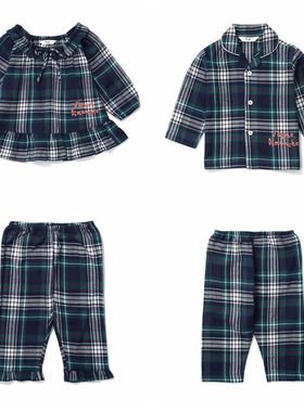 现货韩国百货ORCITE正品 春秋儿童磨棉格子男女童睡衣套装/家居服