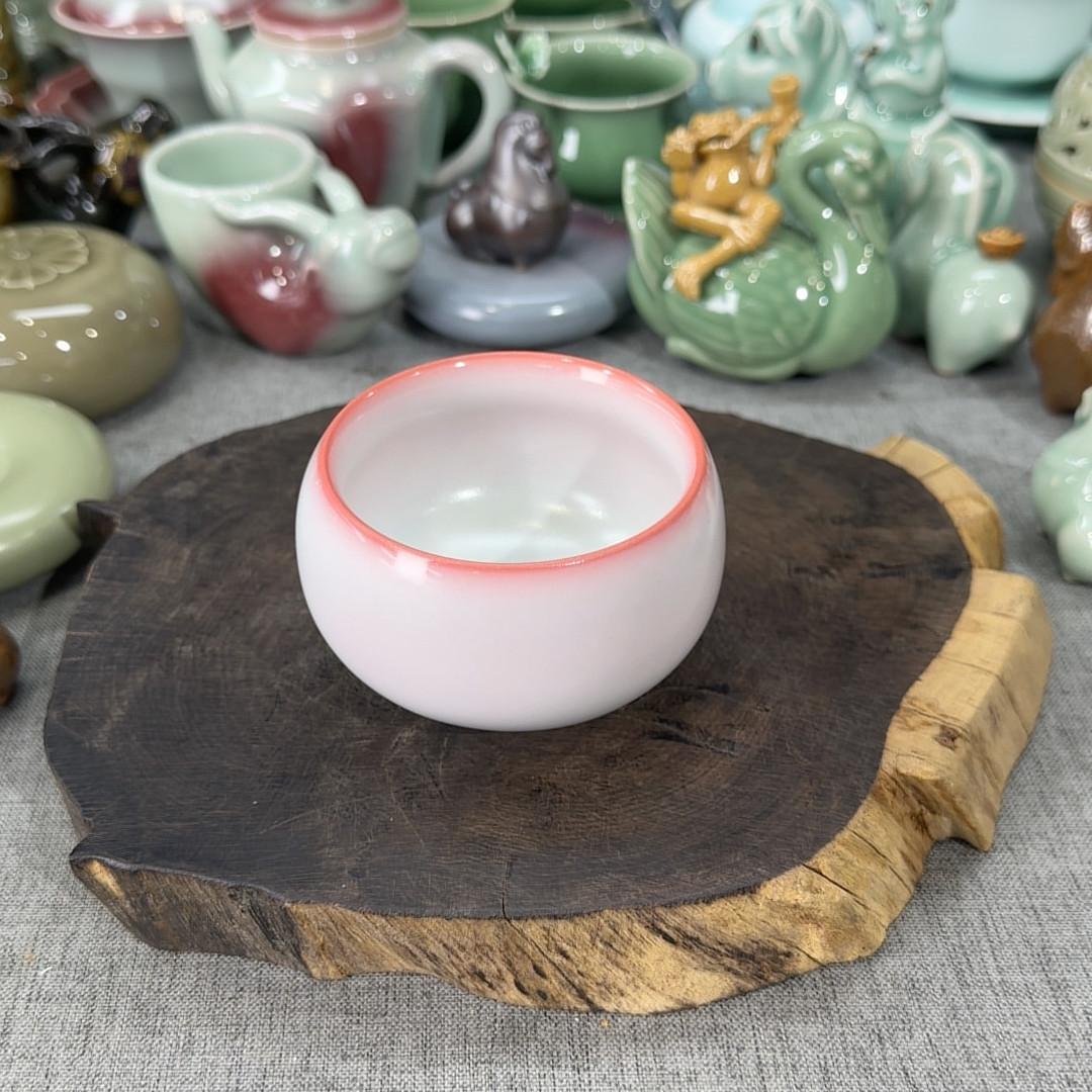 白玉桃红主人杯 放福利 不开片,餐饮具,功夫茶具,淘宝优惠券,粉丝福利购,淘宝优惠卷