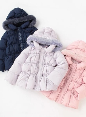 原单MP钢琴毛帽刺绣90%绒  110—140藏青色粉色紫色 无异味羽绒服