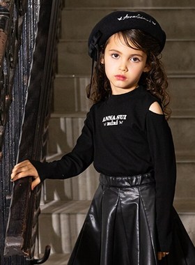 原单贵牌an娜sui小露肩针织衫白色黑色120-150