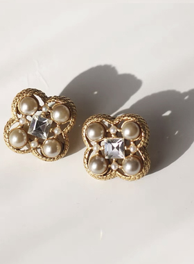 Askew London正品琉璃仿珍珠简约耳夹中古董艺术珠宝vintage全新