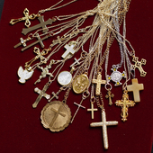 欧美国意大利回流进口复古中古董男女十字架吊坠项链vintage 包邮