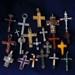 孤品antique欧美进口中古吊坠vintage复古男女十字架毛衣项链颈链