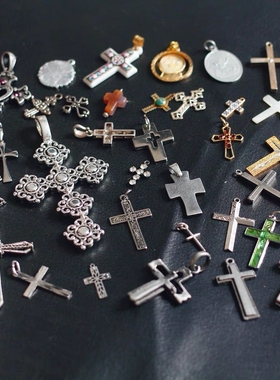 孤品antique欧美进口中古董复古吊坠vintage男女毛衣十字架项链