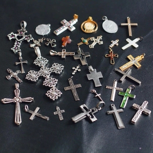 孤品antique欧美进口中古董复古吊坠vintage男女毛衣十字架项链