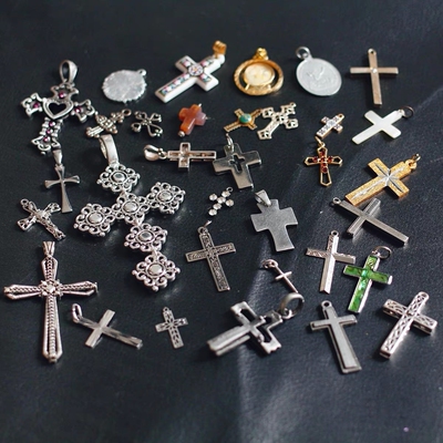 孤品antique欧美进口中古董复古吊坠vintage男女毛衣十字架项链