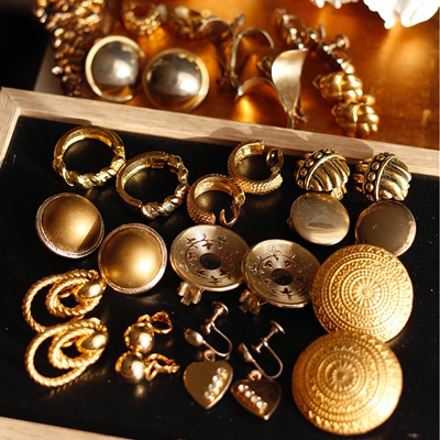 欧美ER03复古Coro中古berqere素金napier孤品vintage耳夹Trifari