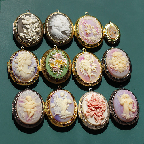 卡梅奥cameo美人像相片盒项链