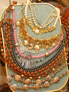 如意|欧美回流中古董murano穆拉诺蛋糕金沙多层老琉璃项链vintage