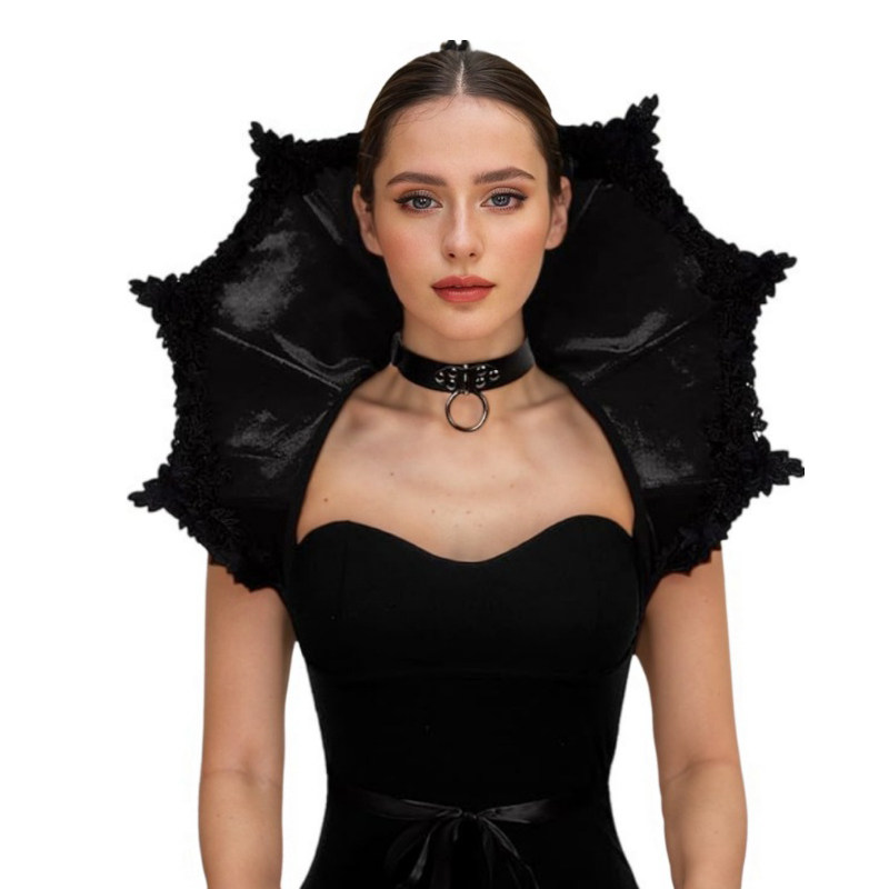 万圣节天鹅绒维多利亚时代领女式哥特式吸血鬼领角色扮演配件斗篷