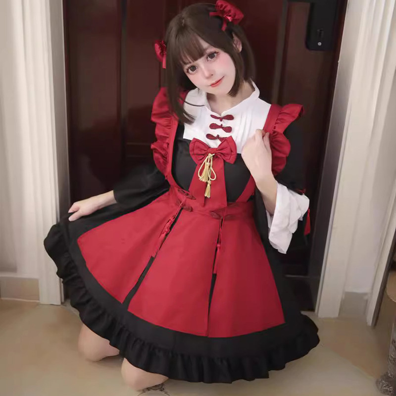 新款中国风春节元宵LOLITA女仆装洛丽塔服新年公主软妹裙子演出服