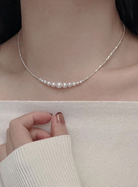 小众ins碎银子项链女百搭锁骨链