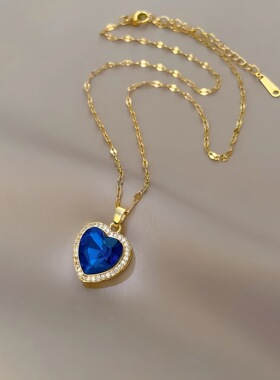 海洋之心轻奢钛钢心形锁骨链女