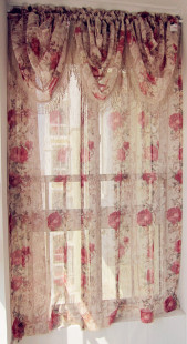 外贸美式 乡村大玫瑰帘头成品窗帘