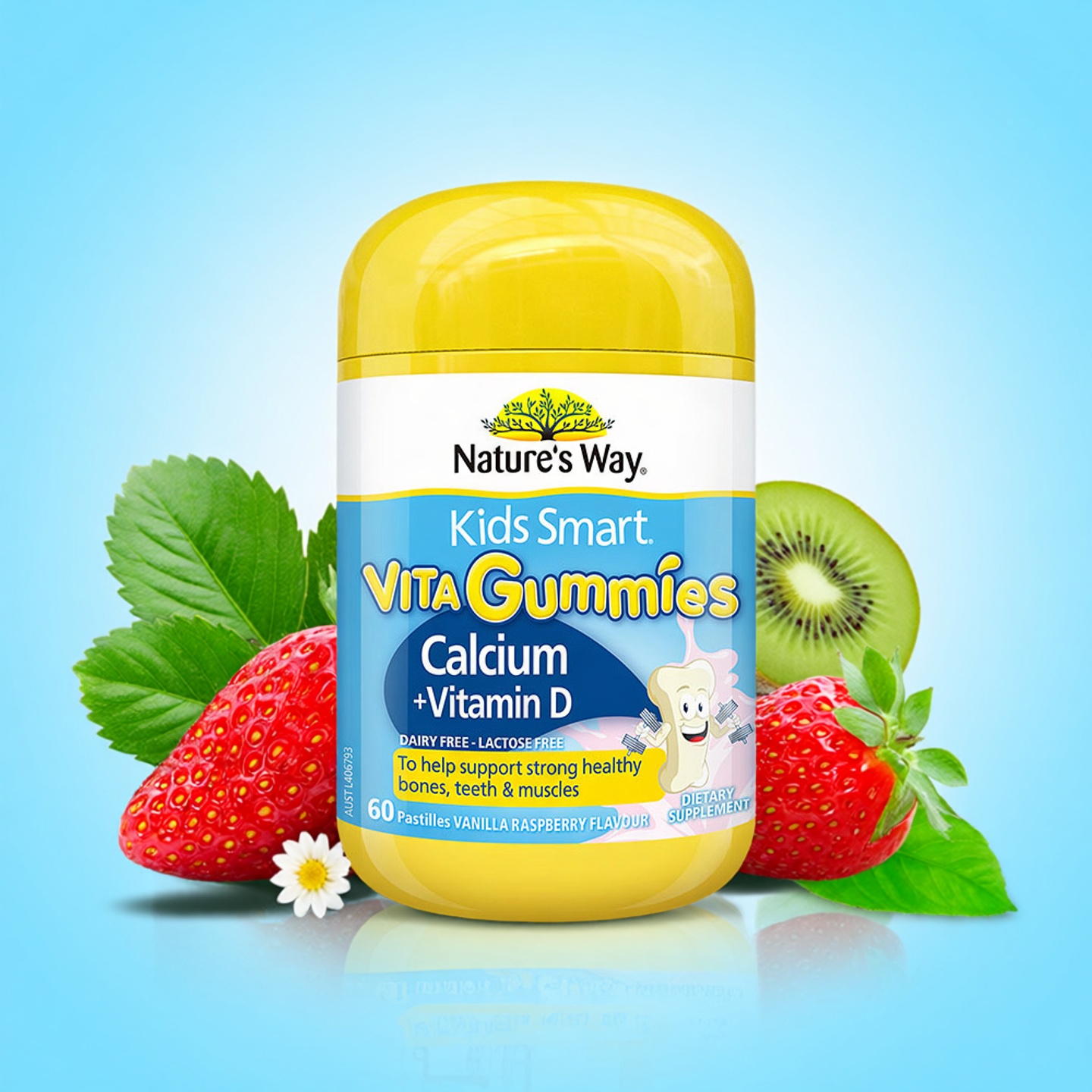 NaturesWay佳思敏儿童维生素D钙软糖学生维vd3400iu青少年60粒/瓶