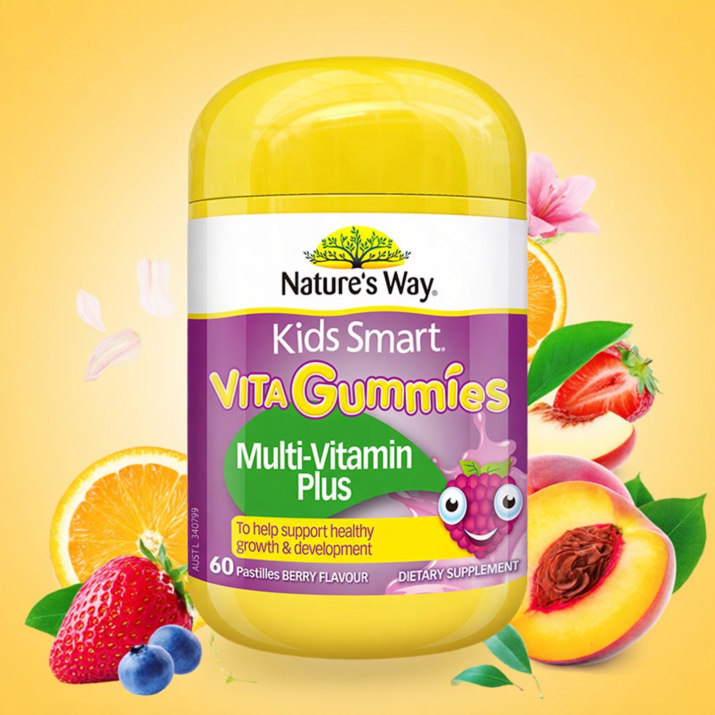Natures Way佳思敏儿童复合维生素蔬菜软糖60粒综合abcd多种vd3