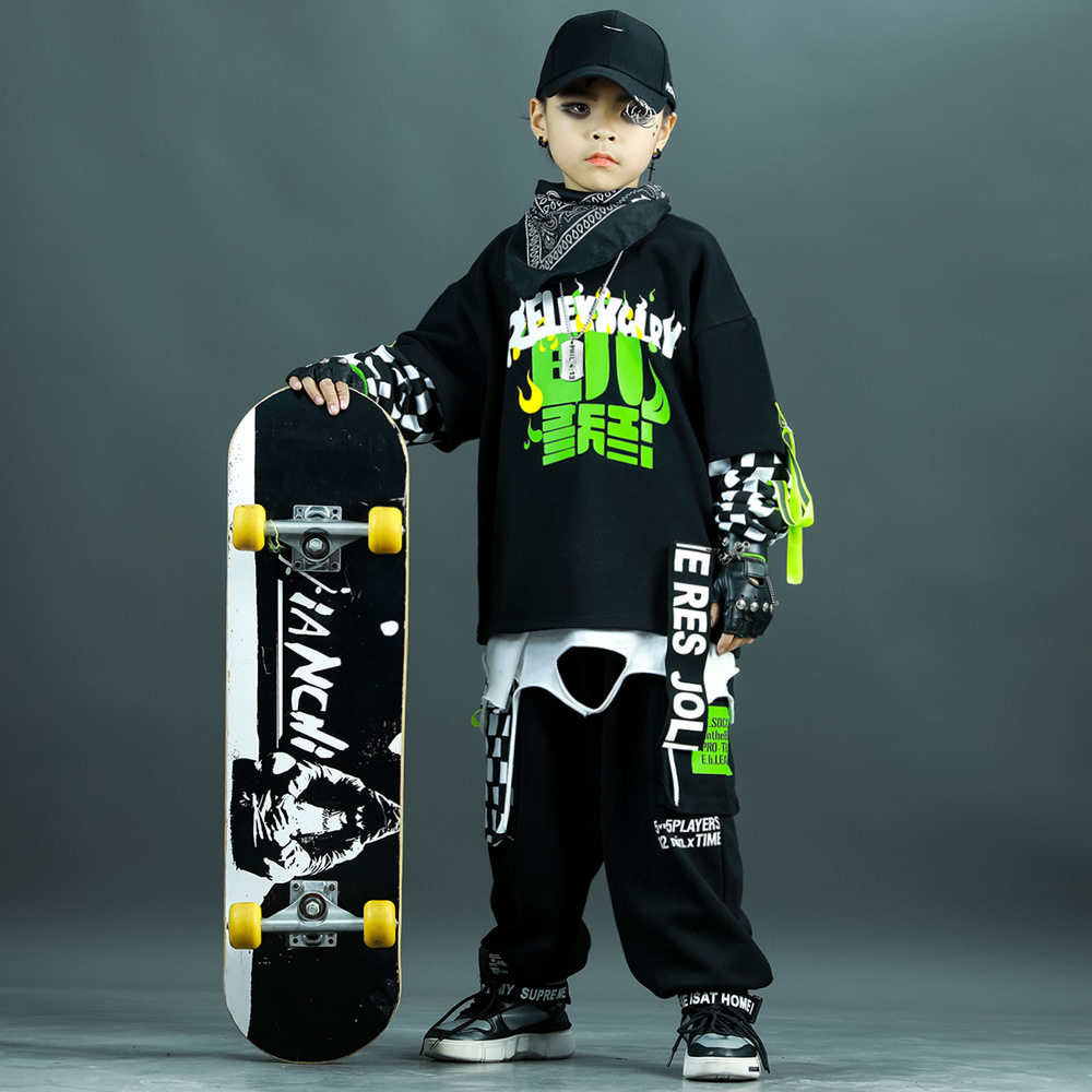 街舞儿童潮服六一演出服男女嘻哈hiphop潮宝走秀爵士架子鼓表演服