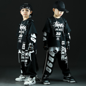 儿童街舞潮服嘻哈男童走秀服女hiphop童装少儿爵士舞架子鼓演出服