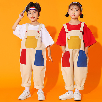 六一幼儿园演出服儿童节舞蹈可爱背带裤小学生合唱服团体表演服装