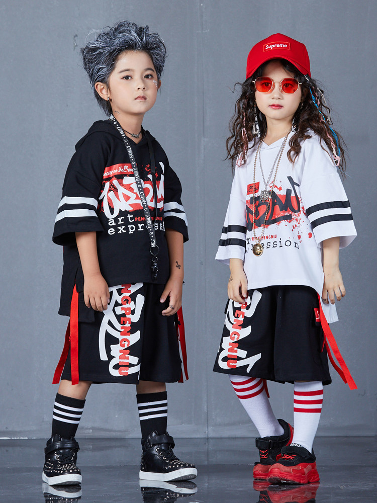 女男街舞嘻哈宽松服装表演儿童hiphop潮宝走秀潮服架子鼓演出服