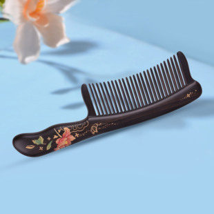 谭木匠正品木梳子黑檀木镶齿梳玉露金风按摩梳经络梳礼盒装送长辈