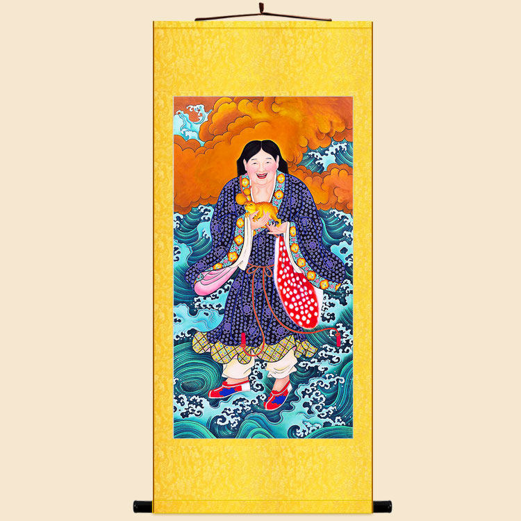 刘海玩金蟾蜍图财神仙蟾蜍卷轴挂画中国覆古装饰画丝绸画定制