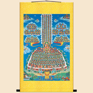 藏传格鲁派皈依境画像 高清绢布卷轴挂画 佛堂唐卡装饰画来图定制