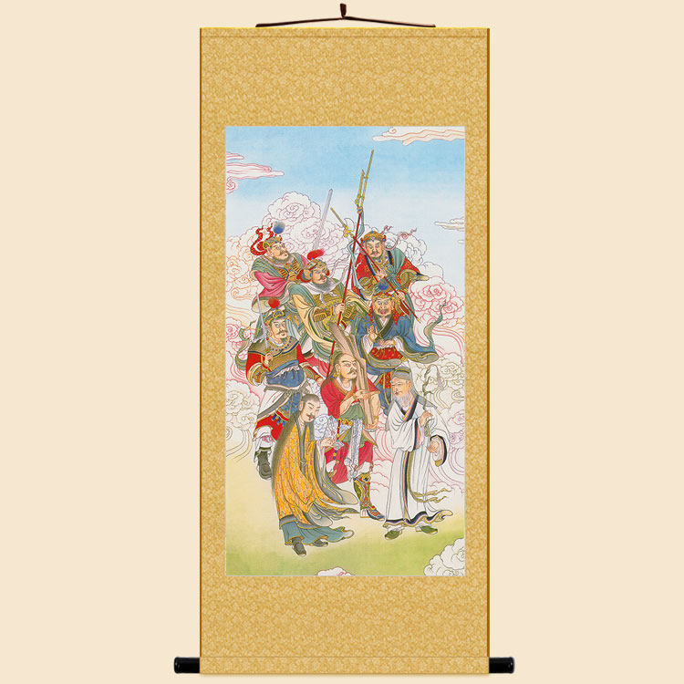 明清复古版水陆画 主苗主稼五谷神众神像画 绢布材质卷轴挂画定制