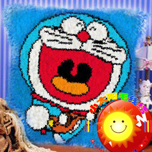 抱枕机器猫粗毛线绒绣2件包邮