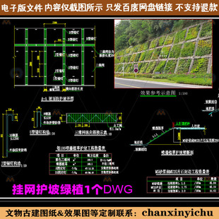 CAD陡坡护坡挂网护坡播植草植护绿化道路挂网护坡景观CAD施工图