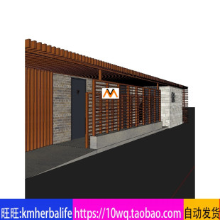 H383新中式 娛樂會所無障礙公共廁所公園磚木結(jié)構(gòu)公廁所SU模型文件
