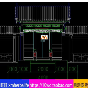 L1332北京传统四合院垂花门立剖面图古建筑四合院民居大门CAD图纸