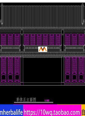 L1327二层南方仿古建筑设计清代卷棚歇山顶式顶钢筋混凝土CAD图纸