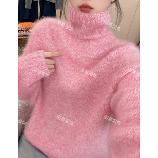 高领花纱慵懒风软糯潮流韩范风针织毛衣套头2326 首尔印象