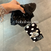 13新款 12p个性 ins风黑白波点支架17p适用iPhone16ProMax手机壳苹果15Pro保护套14pm女款 时尚 全包防摔软边