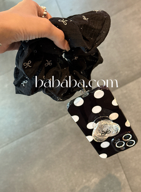 ins风黑白波点支架17p适用iPhone16ProMax手机壳苹果15Pro保护套14pm女款13新款11/12p个性时尚全包防摔软边